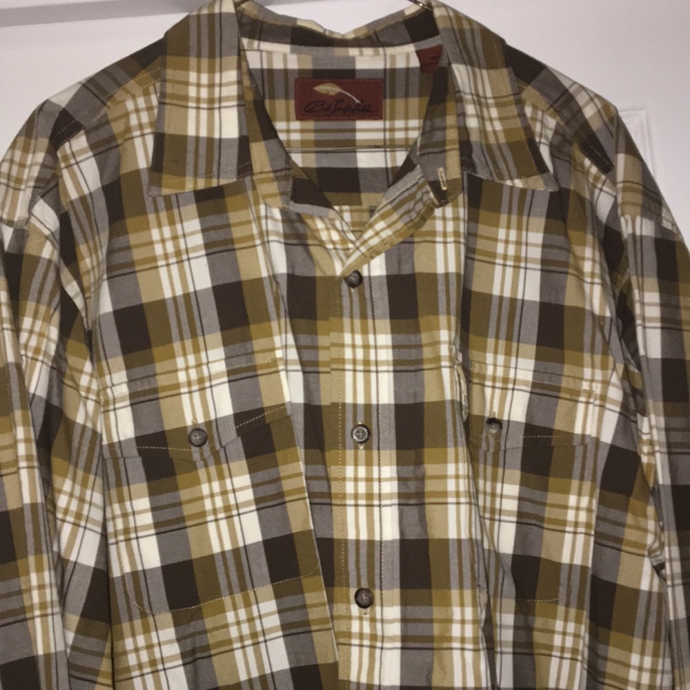 Men's Plaid Dress Shirt in Olive and Brown - Unbranded